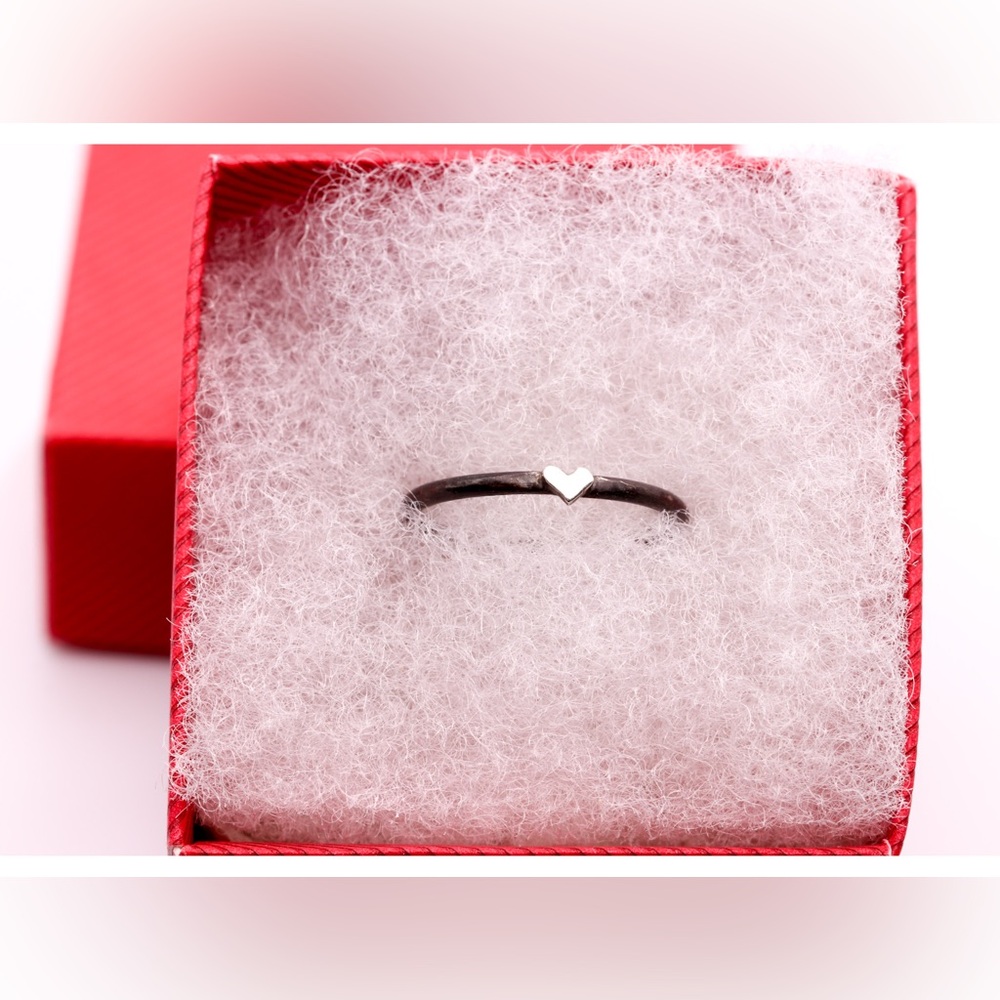 Sterling Silver Tiny Heart Ring Size 7.5 | Minimalist Stackable | Handmade - NWT - Picture 2 of 15